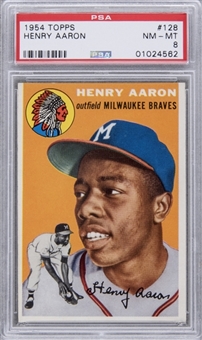 1954 Topps #128 Hank Aaron Rookie Card – PSA NM-MT 8 